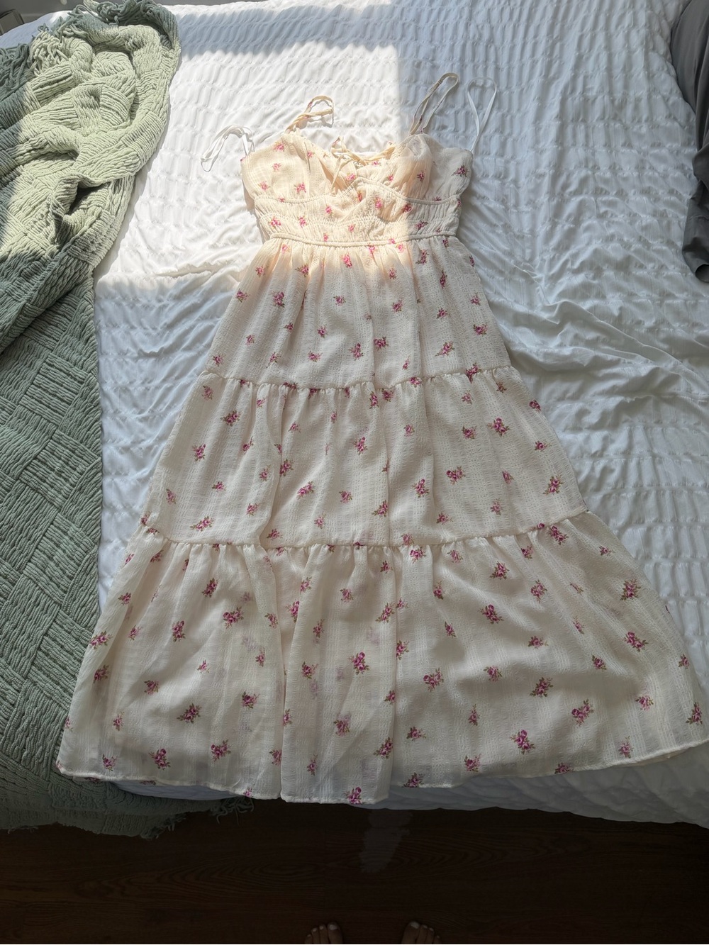Trixxi Cream Maxi Dress with Pink Floral Print
